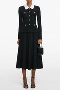 evangeline Black Tailored Knit Midi Dress Avalabel