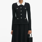evangeline Black Tailored Knit Midi Dress Avalabel