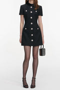 tabitha Boucle Collared tweed Mini Dress in black Avalabel
