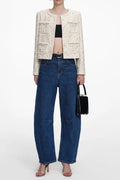 lillian Cream Embellished Boucle Jacket Avalabel