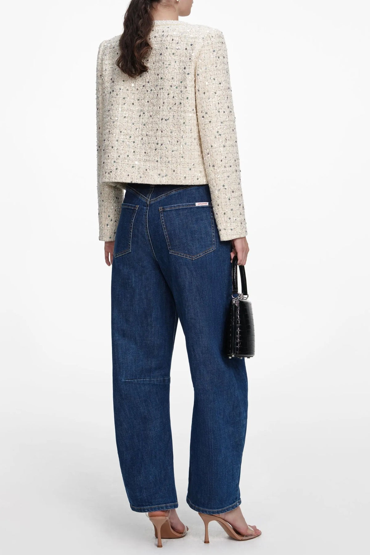 lillian Cream Embellished Boucle Jacket Avalabel