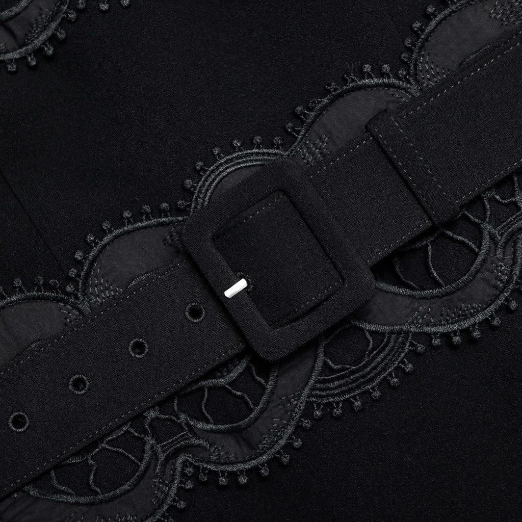 Rae Black Crepe Midi Dress Avalabel