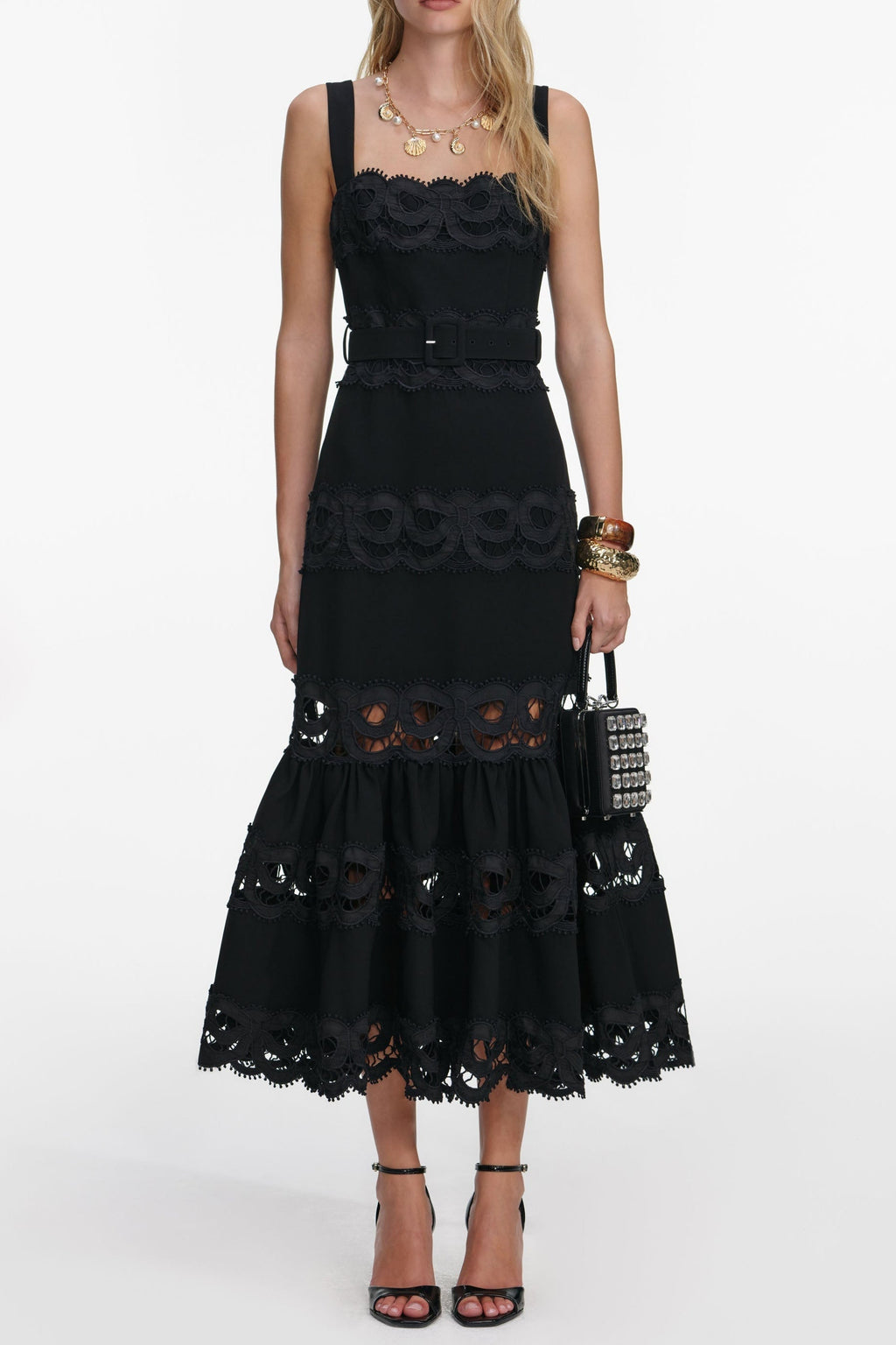 Rae Black Crepe Midi Dress Avalabel