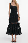 Rae Black Crepe Midi Dress Avalabel
