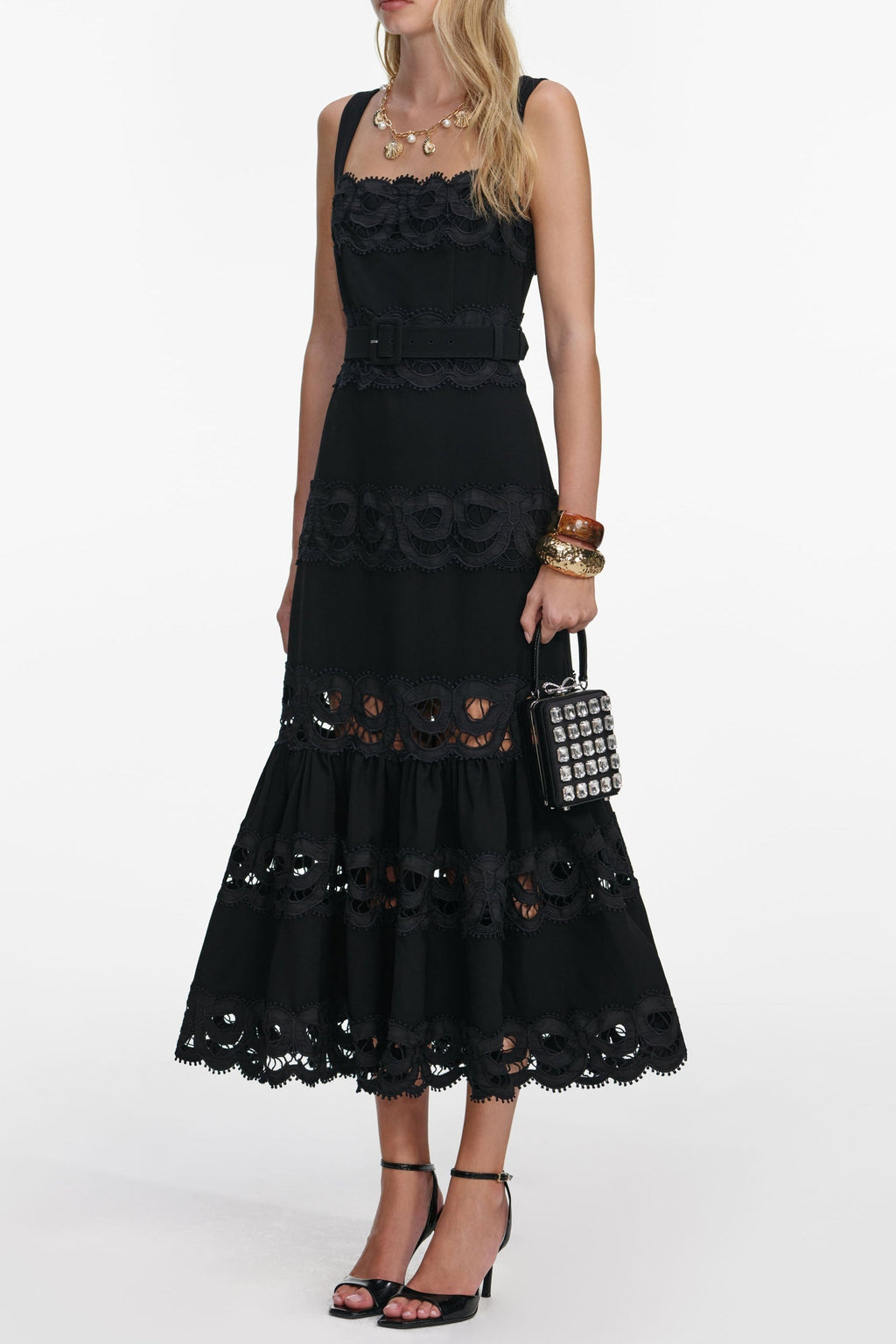 Rae Black Crepe Midi Dress Avalabel
