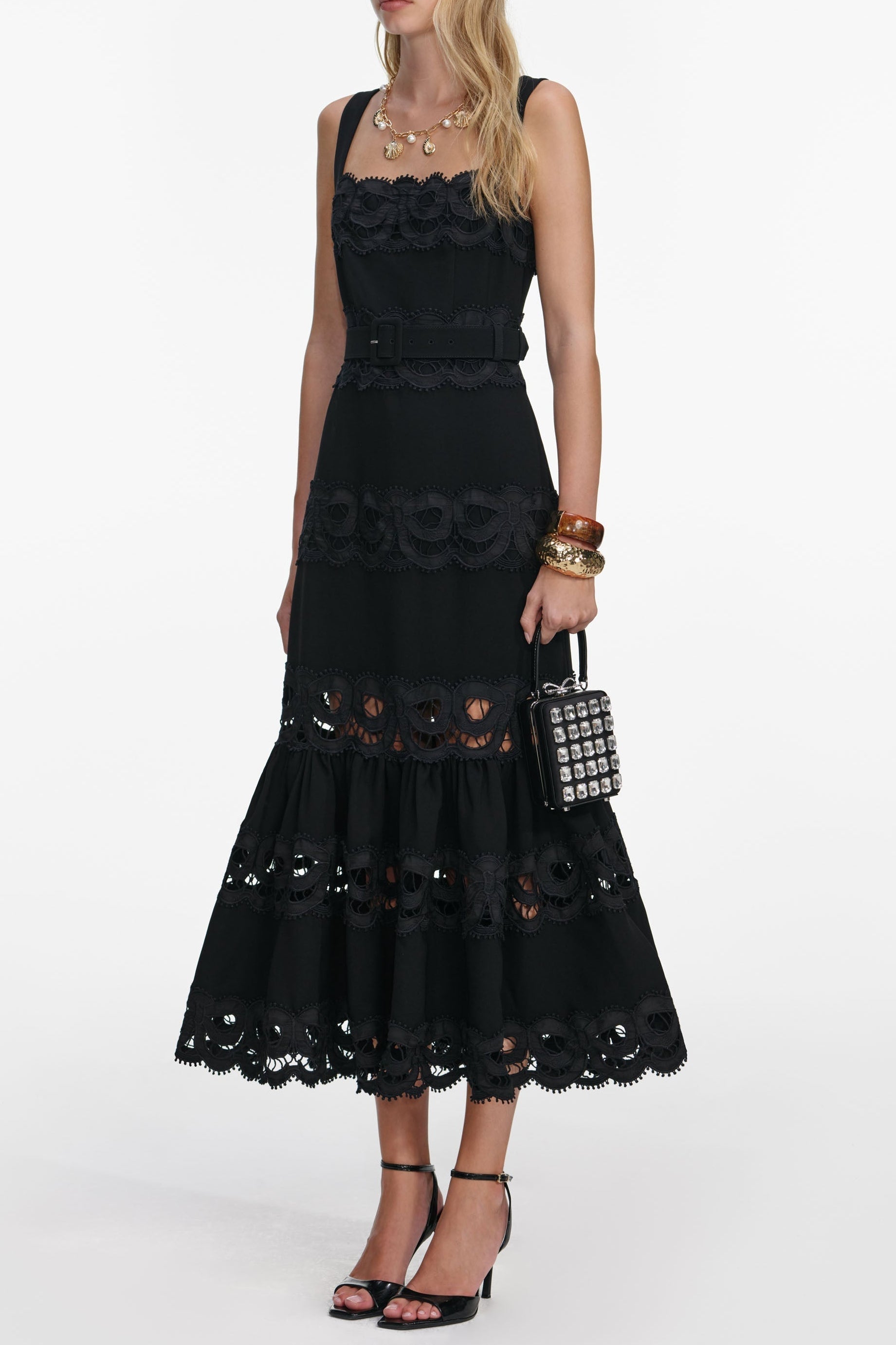 Rae Black Crepe Midi Dress Avalabel