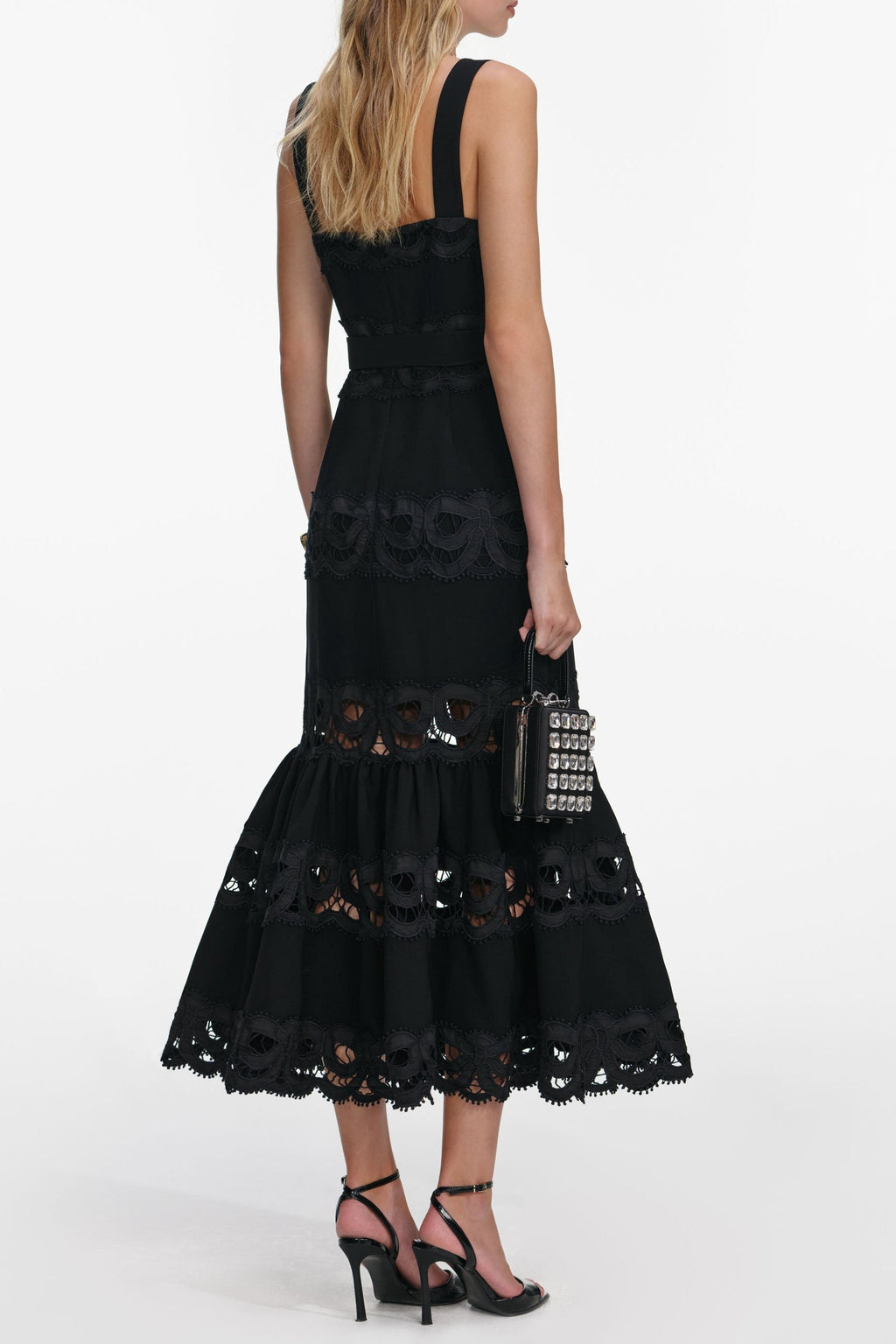Rae Black Crepe Midi Dress Avalabel