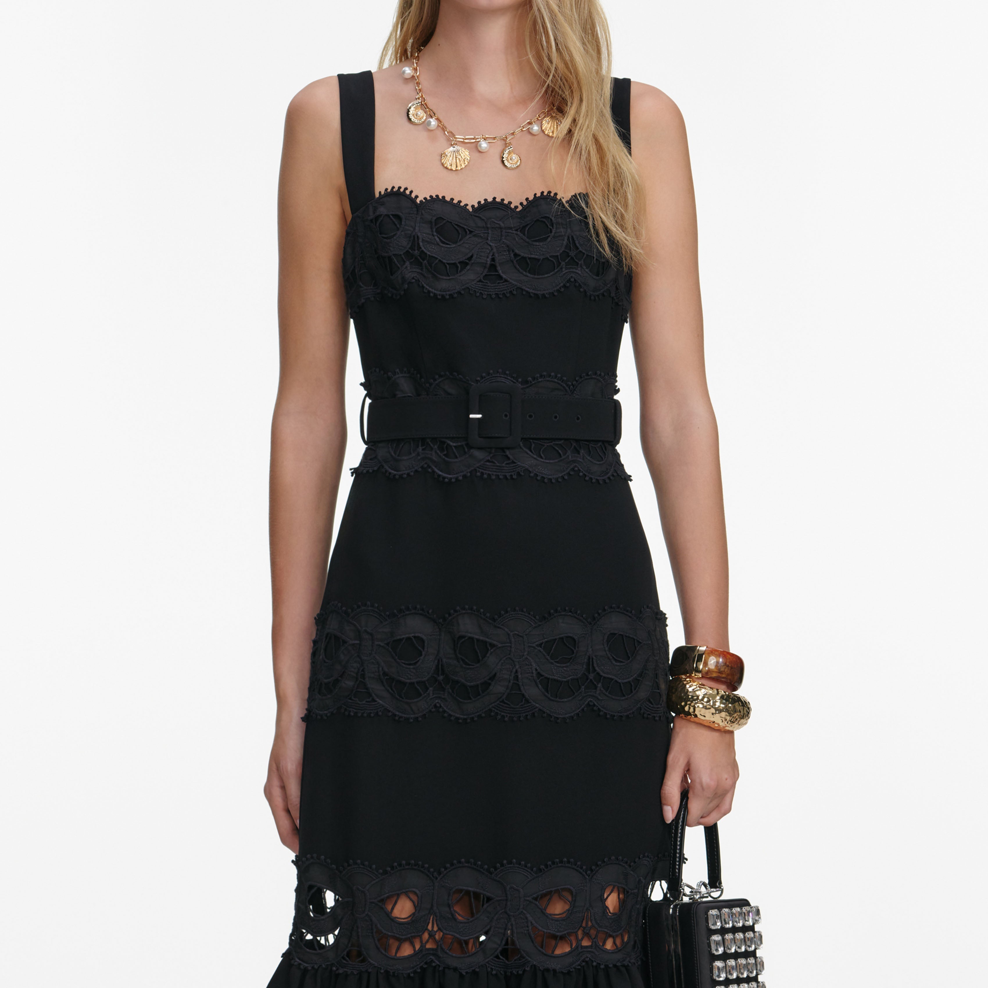 Rae Black Crepe Midi Dress Avalabel