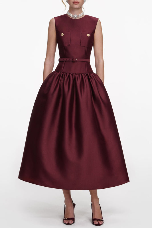 Jocelyn Bowknot-Side Bandage Strapless Maxi Dress in Burgundy