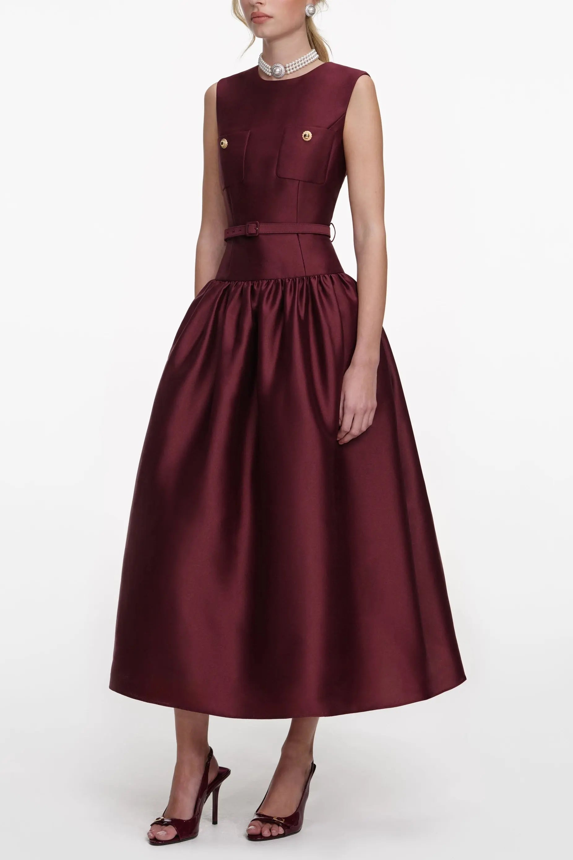 Jocelyn Bowknot-Side Bandage Strapless Maxi Dress in Burgundy Avalabel
