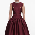 Jocelyn Bowknot-Side Bandage Strapless Maxi Dress in Burgundy Avalabel