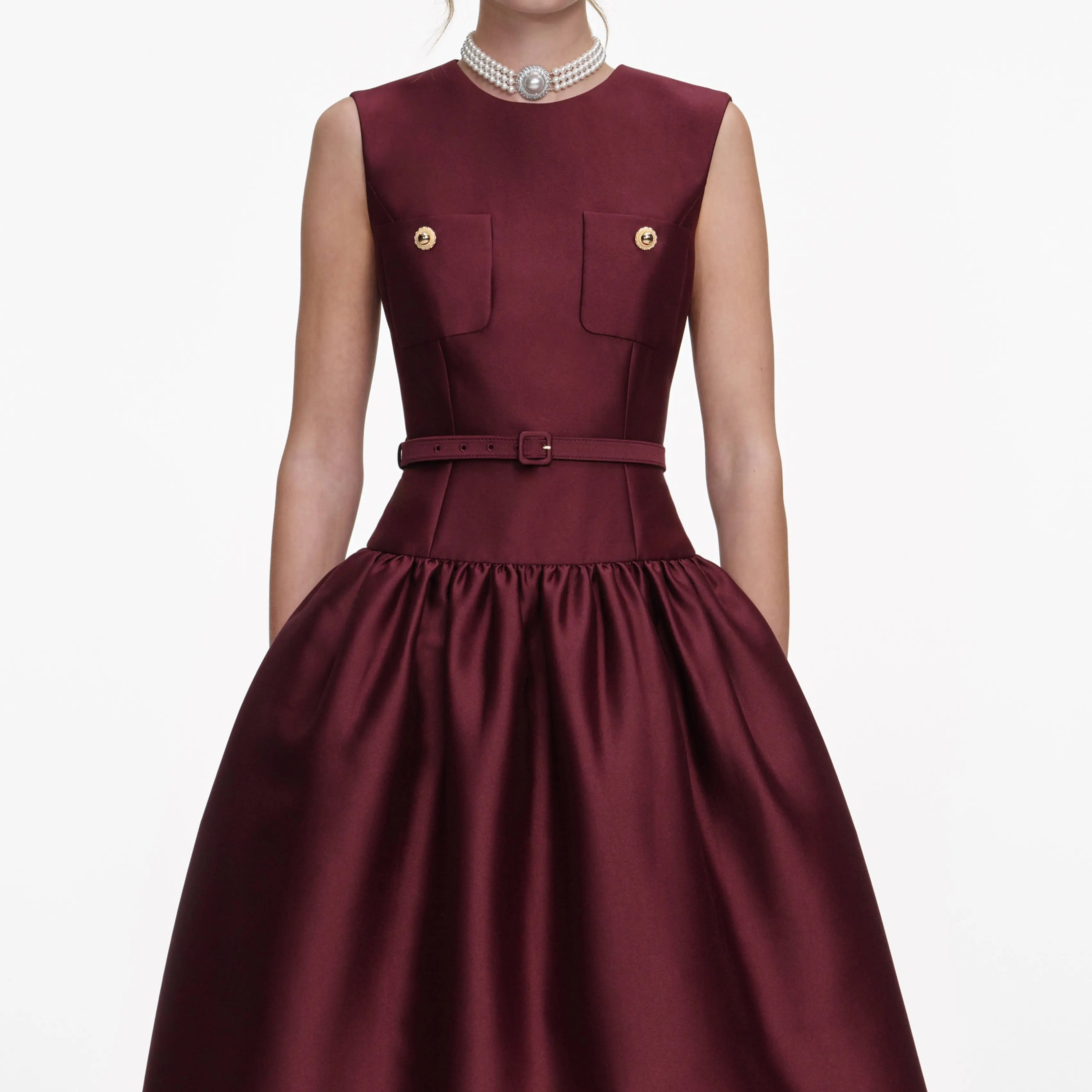 Jocelyn Bowknot-Side Bandage Strapless Maxi Dress in Burgundy Avalabel
