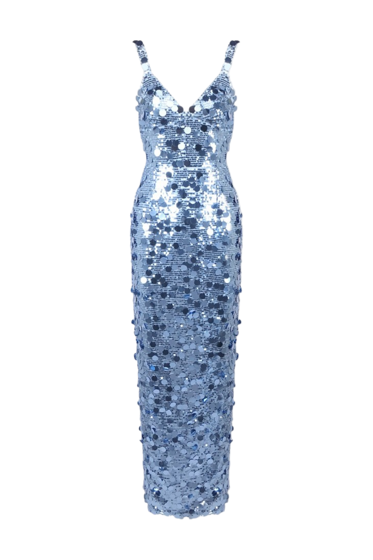 roberta Deep V-Neck Sequin Column Gown in blue Avalabel