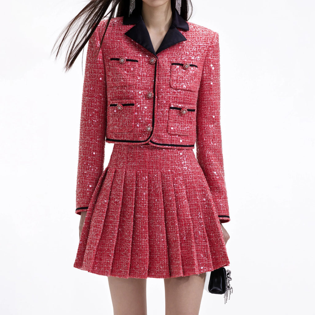 RED BOUCLE JACKET Avalabel