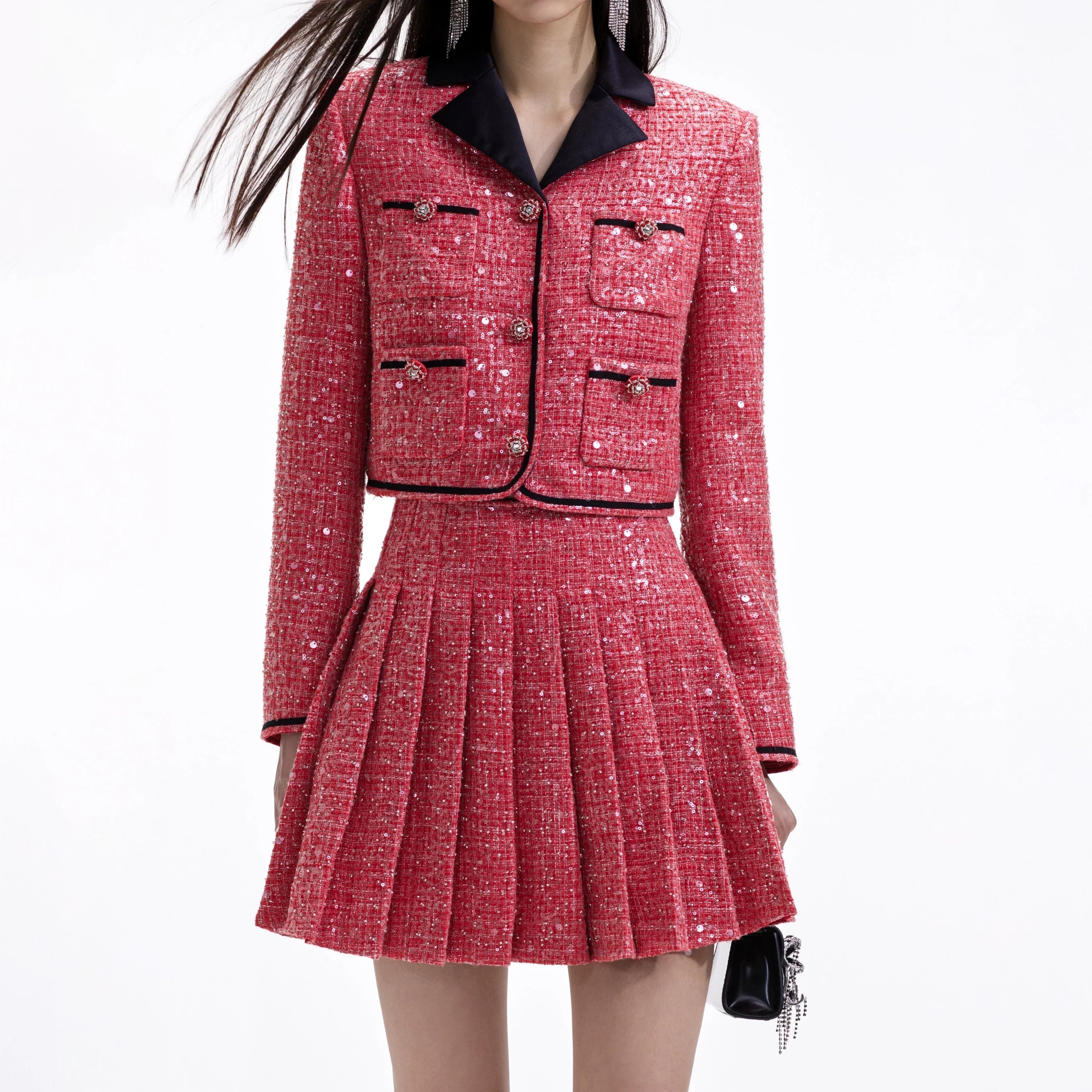 RED BOUCLE JACKET Avalabel
