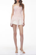 Susan Blush Pink Off Shoulder Asymmetrical Ruched Top Avalabel