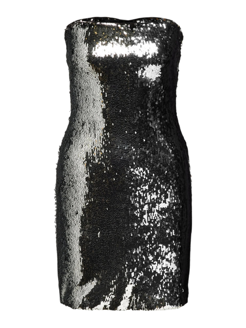 Off-Shoulder Sequin Embellished Mini Dress in Silver Avalabel