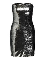 Off-Shoulder Sequin Embellished Mini Dress in Silver Avalabel