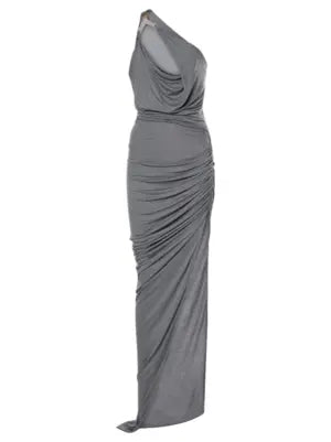 One-Shoulder Sleeveless Ruched Bodycon Maxi Dress in Grey Avalabel