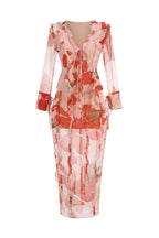 Rolana Floral Print Ruffle Blouse & Maxi Skirt Set Avalabel