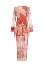 Rolana Floral Print Ruffle Blouse & Maxi Skirt Set Avalabel
