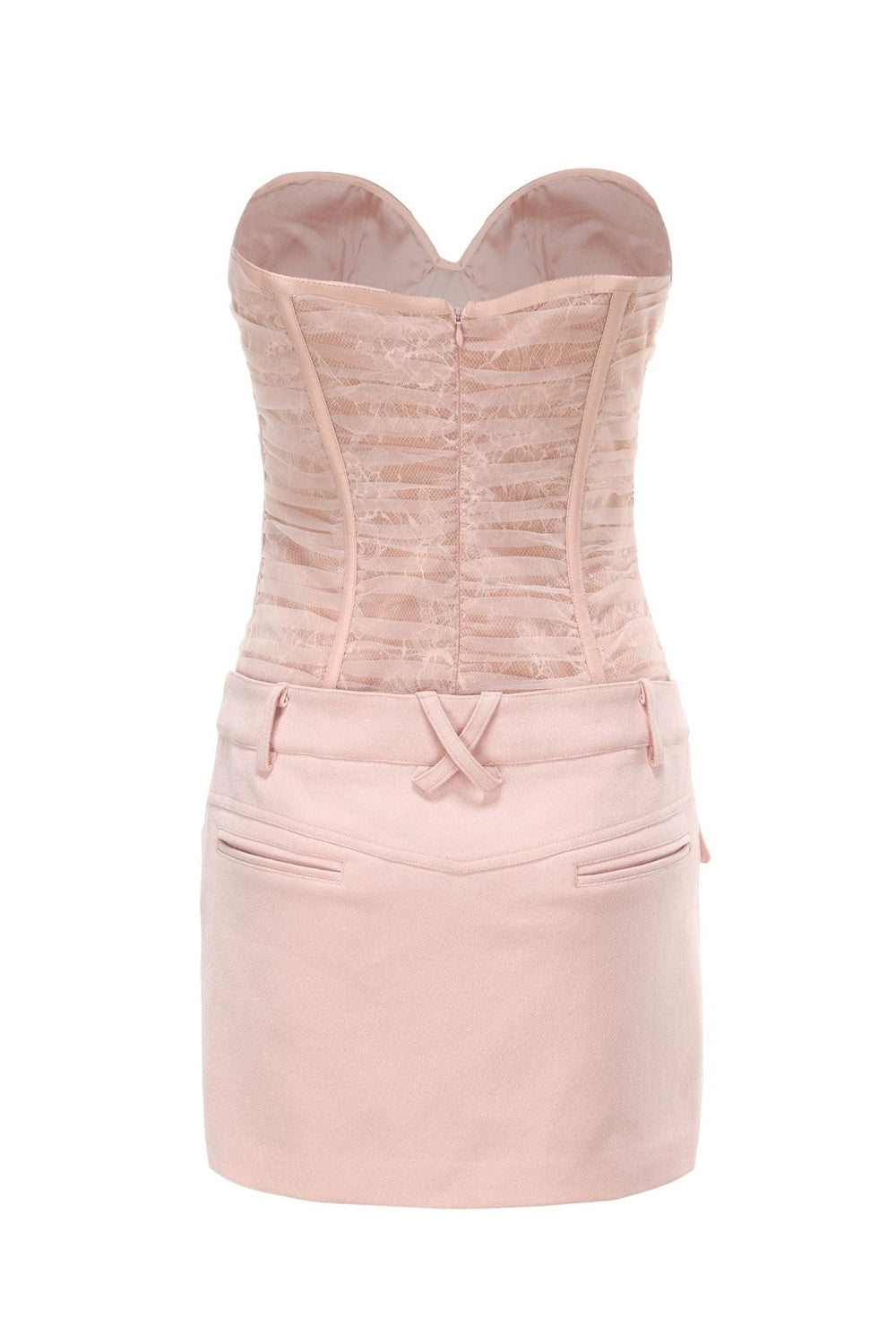 Rolyn Ruched Mesh Strapless Mini Dress - Pink Avalabel