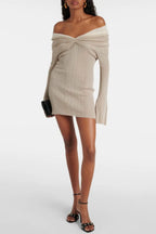 Rosara Off Shoulder Knit Mini Dress Avalabel