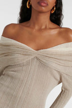 Rosara Off Shoulder Knit Mini Dress Avalabel