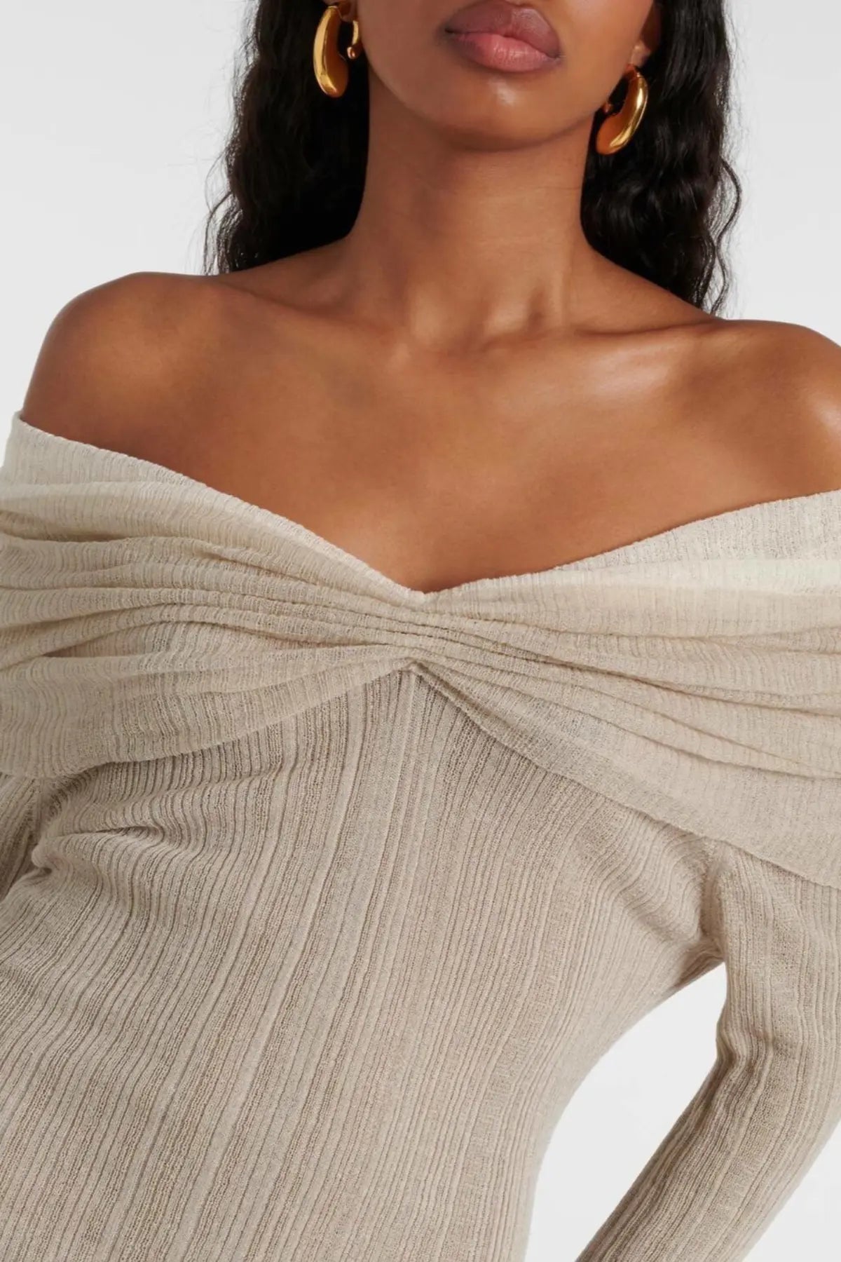 Rosara Off Shoulder Knit Mini Dress Avalabel