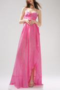 Rose Jacquard Patchwork Asymmetric Ruffle Tailored Dress Avalabel
