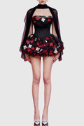 Roxya Floral Strapless Corset Mini Dress - Black Avalabel