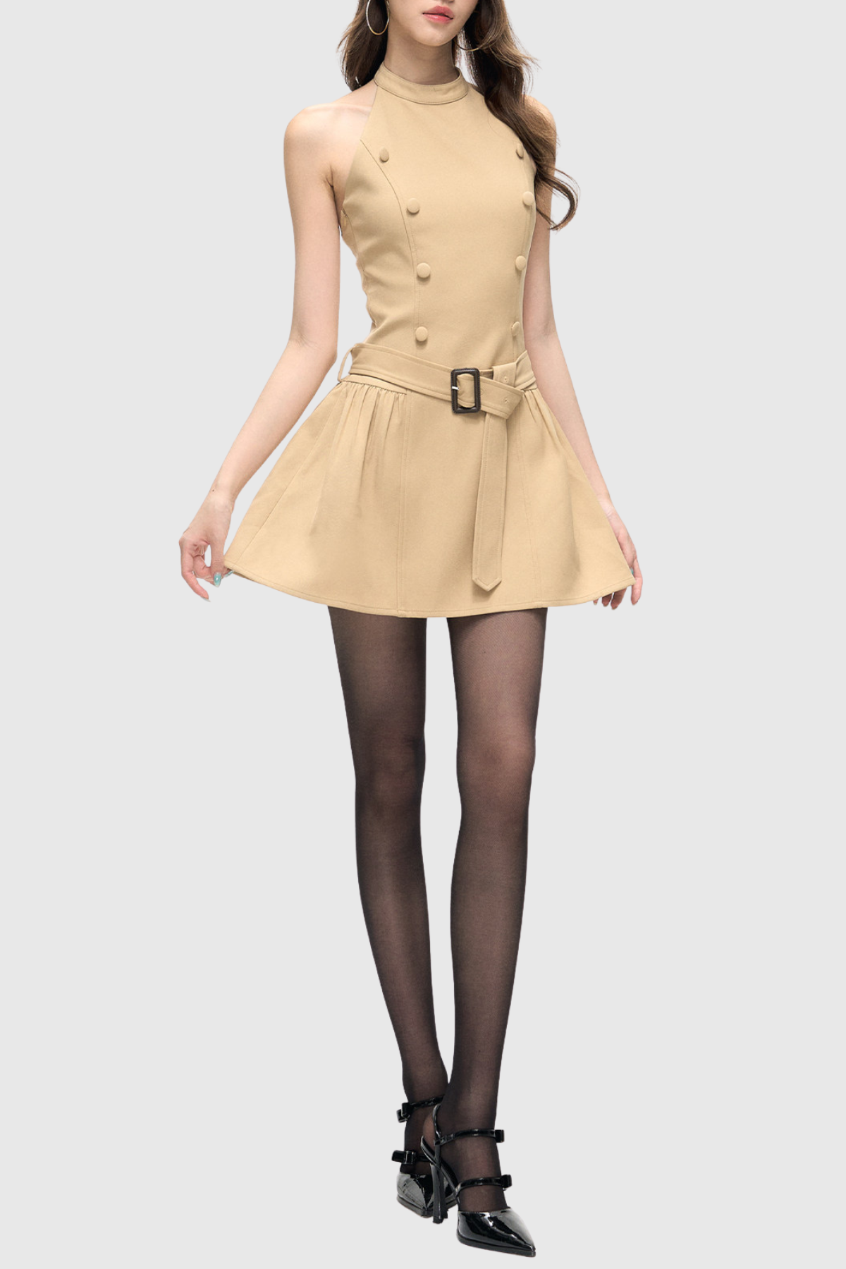 Ryker Buttoned Cape & Mini Dress Set Avalabel