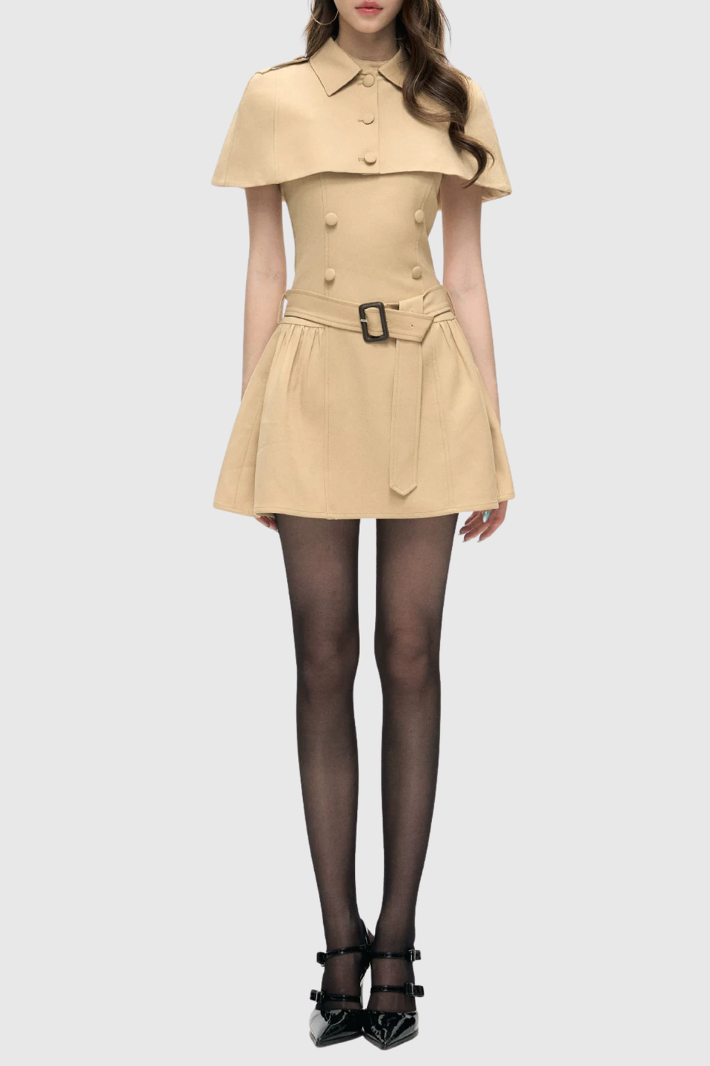 Ryker Buttoned Cape & Mini Dress Set Avalabel
