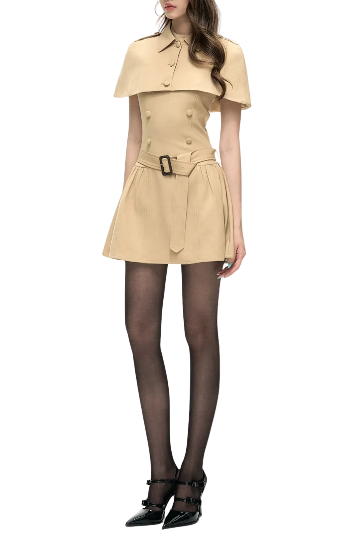 Ryker Buttoned Cape & Mini Dress Set Avalabel