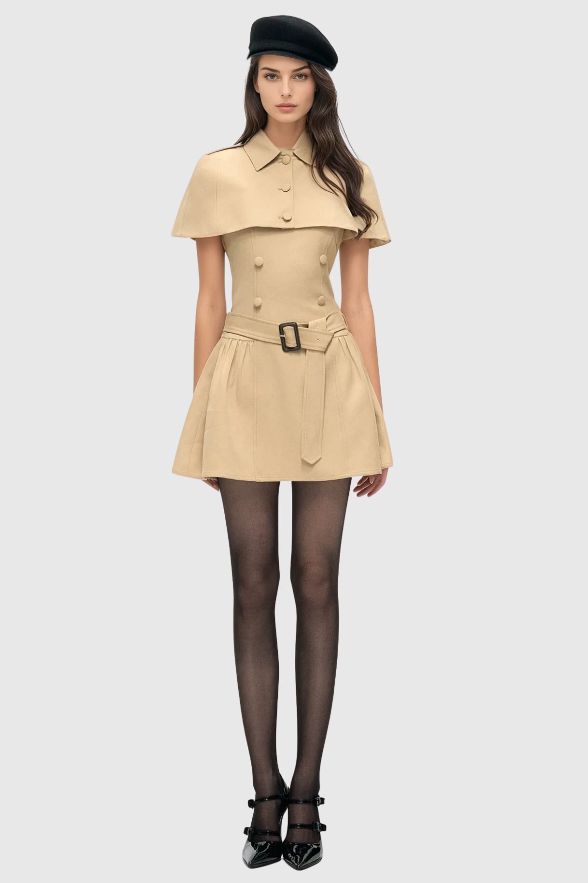 Ryker Buttoned Cape & Mini Dress Set Avalabel