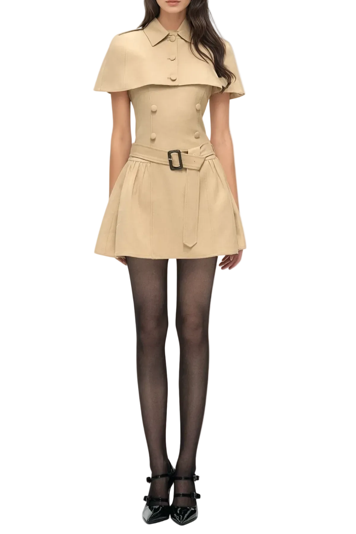 Ryker Buttoned Cape & Mini Dress Set Avalabel