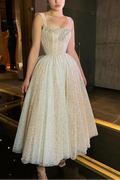 A-Line Glitter Sleeveless Light Champagne Wedding Dresses Avalabel