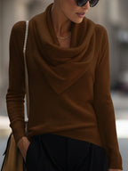 Draped Cowl Neck Long-Sleeve Top Avalabel
