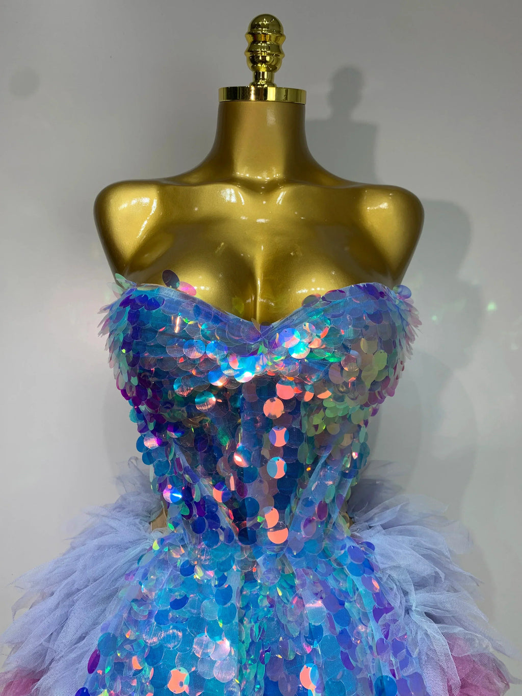 Sparkly Sequins Ruffles Backless Two Pieces Set Avalabel