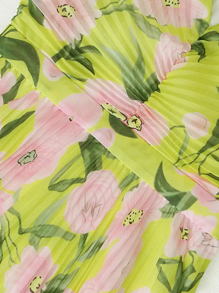 jennifer floral print pleated lantern sleeve maxi dress in yellow Avalabel