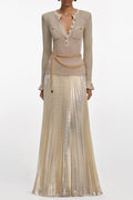 Ellen Gold Lurex Ribbed Knit Maxi Dress Avalabel