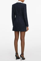 Stacey Navy Boucle Long Sleeve Mini Dress Avalabel