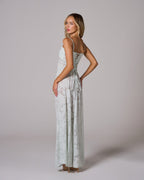 Floral Lace Back Maxi Dress -White Avalabel