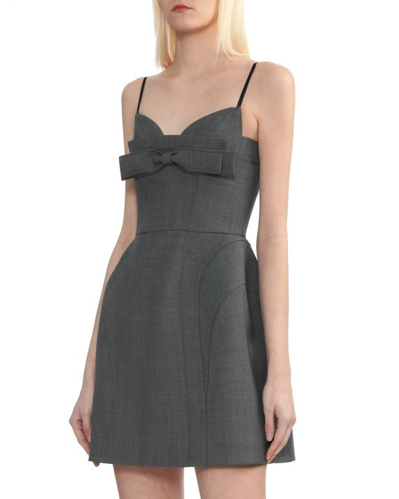Arabela Bow-Embellished Mini Dress in Grey Avalabel