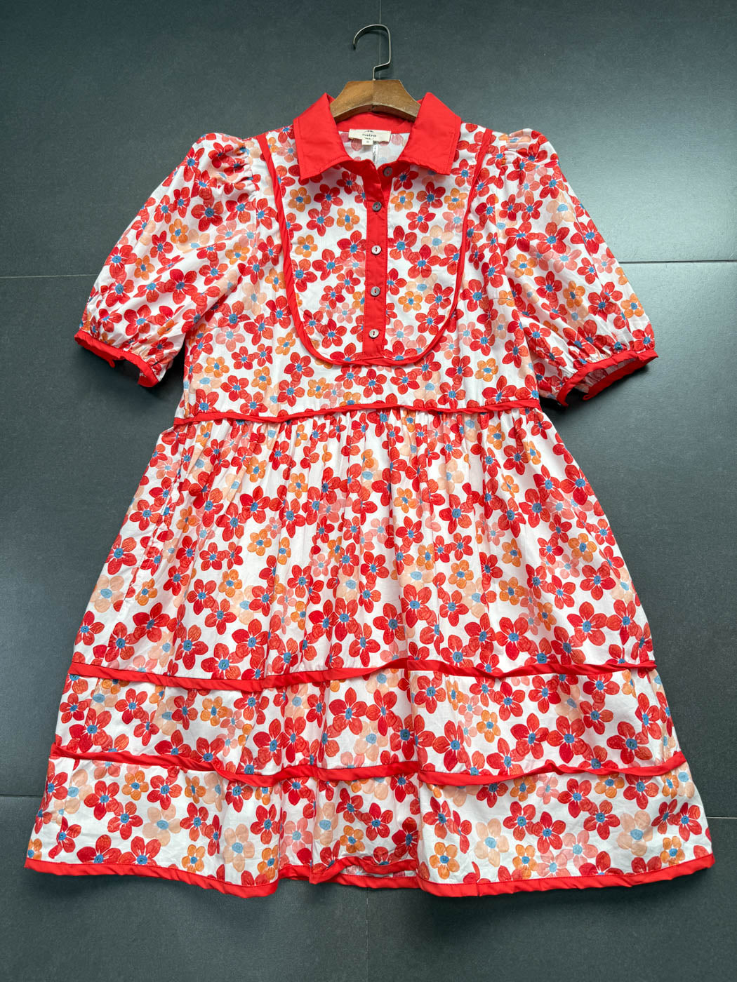 Floral Print Collared Mini Dress Avalabel