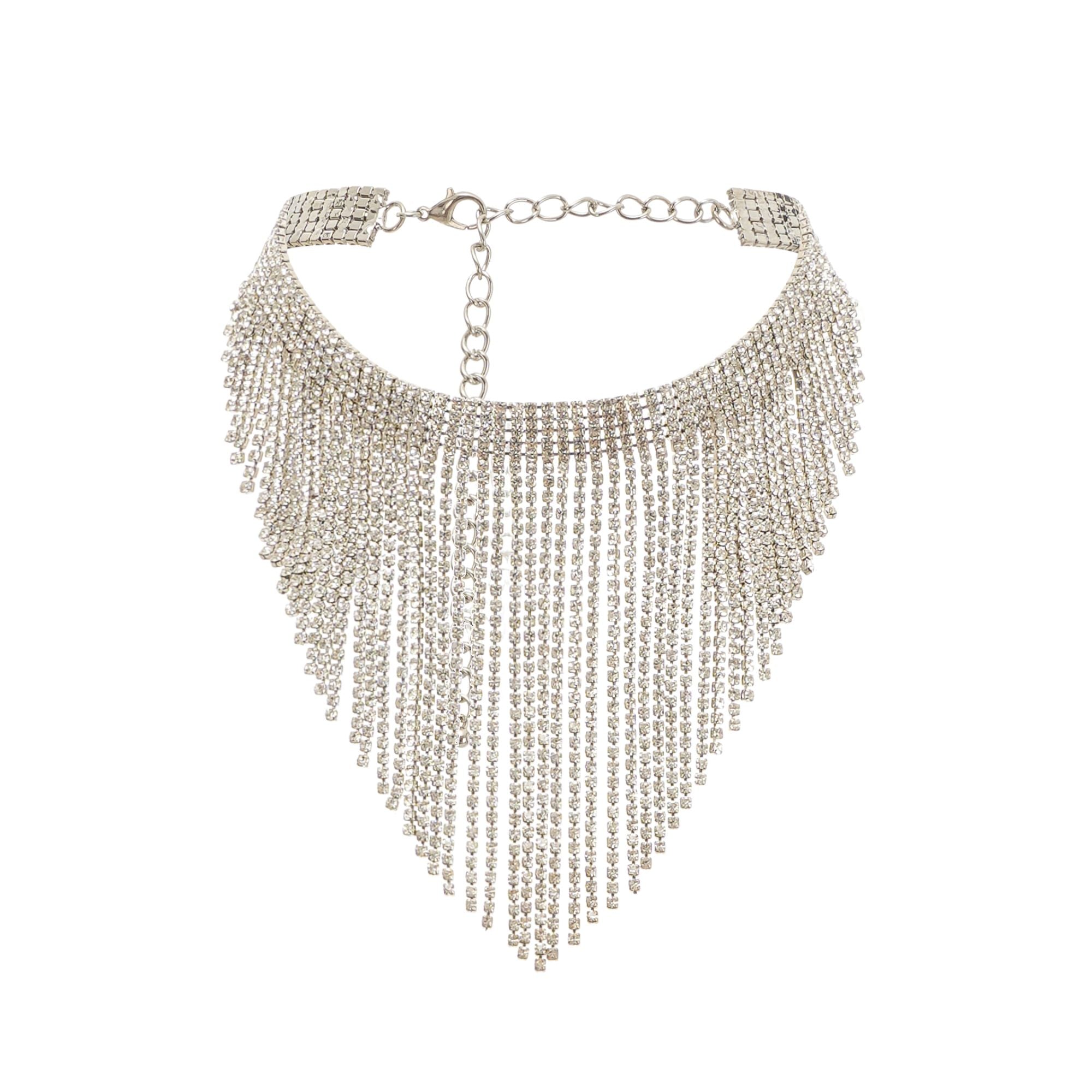 Natassia Fringed Crystal Necklace Avalabel