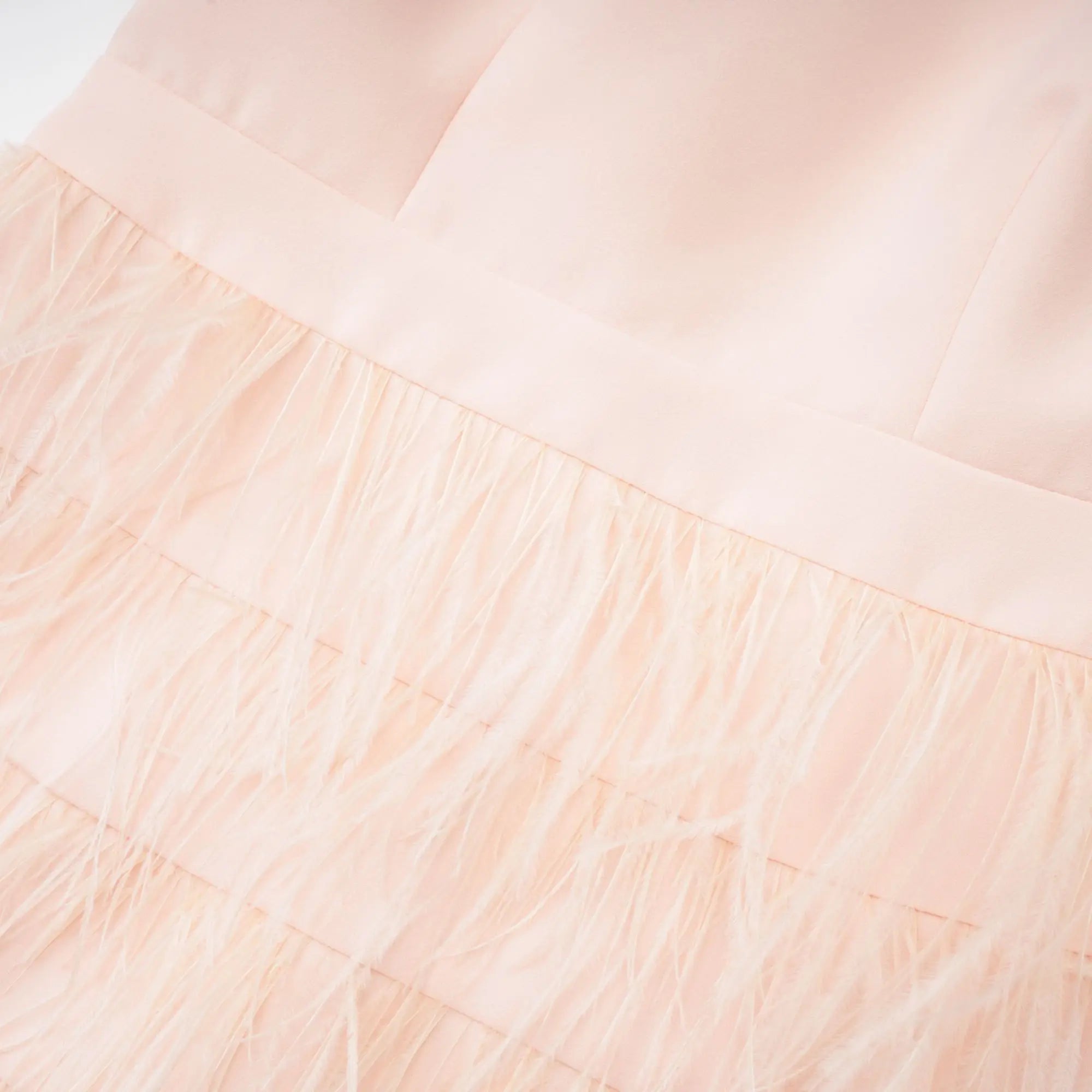 tara feather-detail tassel halter backless dress in pink Avalabel