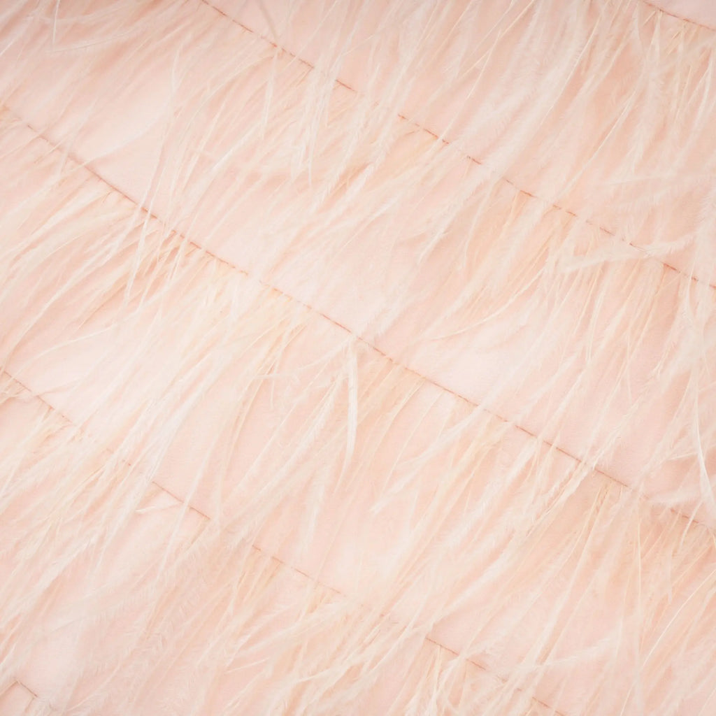 tara feather-detail tassel halter backless dress in pink Avalabel
