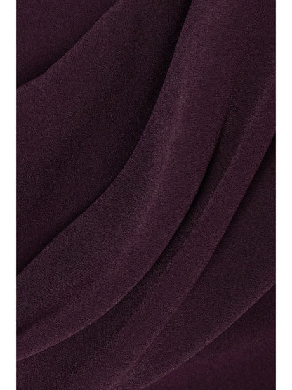 Draped Off-The-Shoulder Crepe Maxi Dress in Burgundy