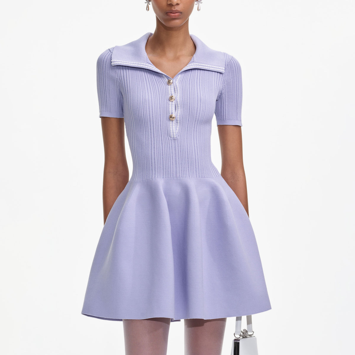 Lilac Ribbed Knit Mini Dress Soraya